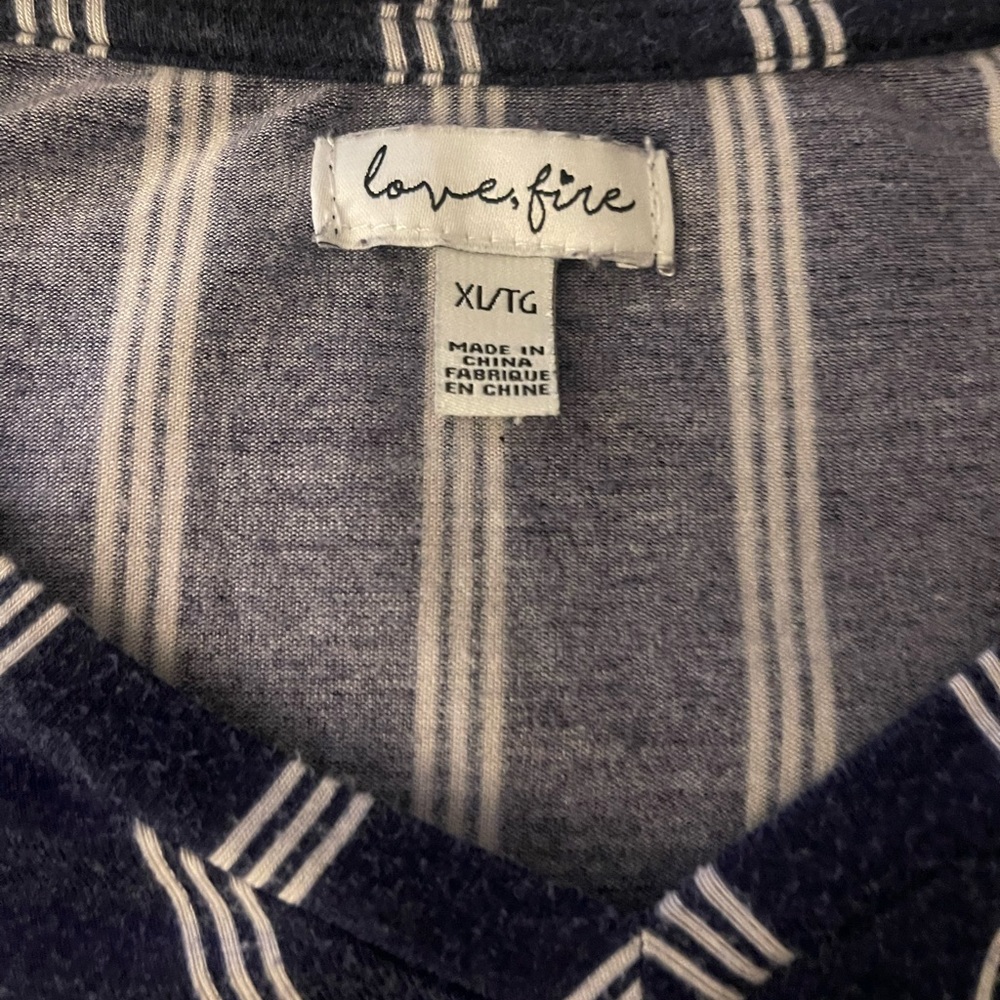 Blue Striped High Low Shirt XL